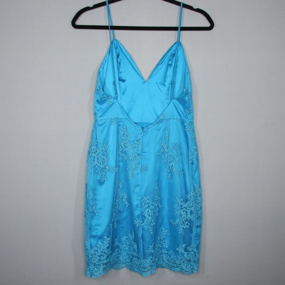 NBD Blue Lace Mini Dress Size Small Blue Cocktail Party Sleeveless V Neck - Picture 6 of 6